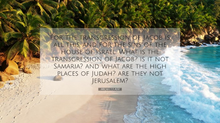 Picture 07 - Micah 1:5 ASV Desktop Wallpaper - For the transgression of Jacob is all this, and - Desktop Bible Verse Wallpaper