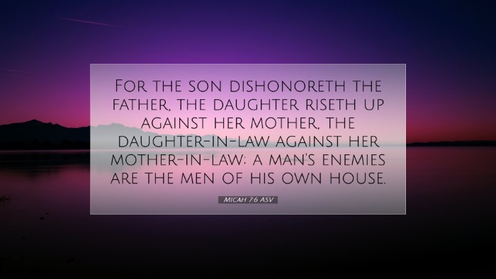 Picture 07 - Micah 7:6 ASV Desktop Wallpaper - For the son dishonoreth the father, the daughter - Desktop Bible Verse Wallpaper