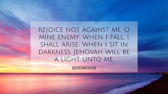 Picture 07 - Micah 7:8 ASV Desktop Wallpaper - Rejoice not against me, O mine enemy: when I - Desktop Bible Verse Wallpaper