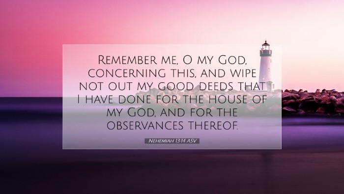 Picture 07 - Nehemiah 13:14 ASV Desktop Wallpaper - Remember me, O my God, concerning this, and wipe - Desktop Bible Verse Wallpaper
