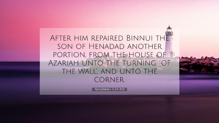 Picture 07 - Nehemiah 3:24 ASV Desktop Wallpaper - After him repaired Binnui the son of Henadad - Desktop Bible Verse Wallpaper