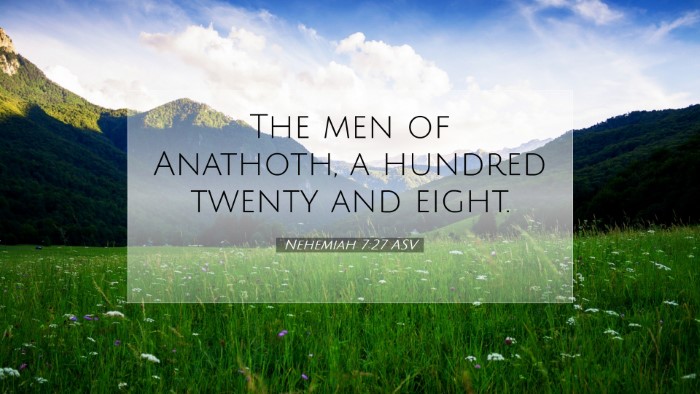 Picture 07 - Nehemiah 7:27 ASV Desktop Wallpaper - The men of Anathoth, a hundred twenty and - Desktop Bible Verse Wallpaper