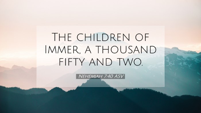 Picture 07 - Nehemiah 7:40 ASV Desktop Wallpaper - The children of Immer, a thousand fifty and - Desktop Bible Verse Wallpaper