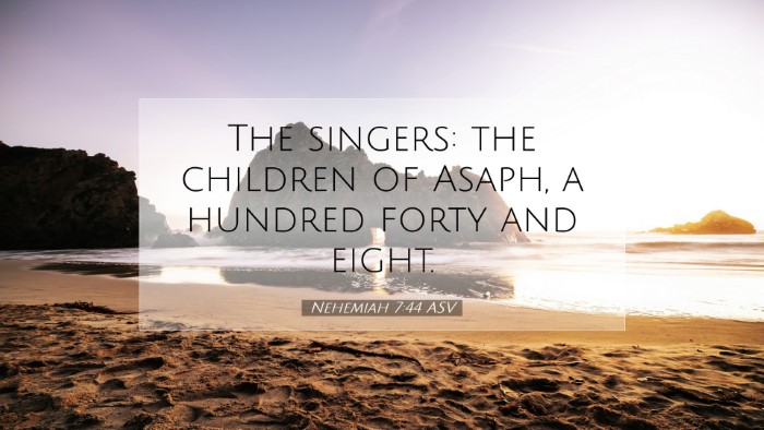 Picture 07 - Nehemiah 7:44 ASV Desktop Wallpaper - The singers: the children of Asaph, a hundred - Desktop Bible Verse Wallpaper