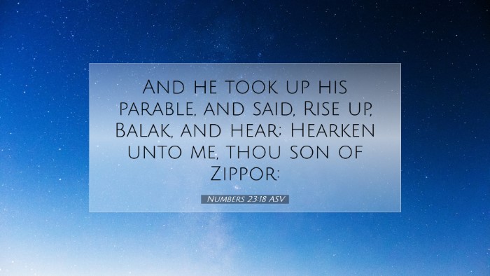 Picture 07 - Numbers 23:18 ASV Desktop Wallpaper - And he took up his parable, and said, Rise up, - Desktop Bible Verse Wallpaper