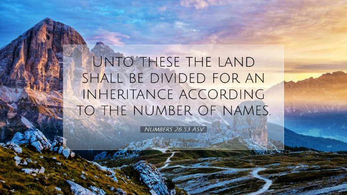 Picture 07 - Numbers 26:53 ASV Desktop Wallpaper - Unto these the land shall be divided for an - Desktop Bible Verse Wallpaper