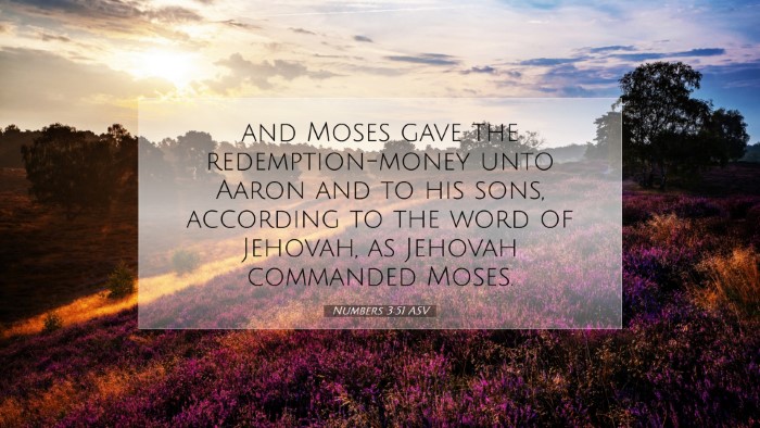 Picture 07 - Numbers 3:51 ASV Desktop Wallpaper - and Moses gave the redemption-money unto Aaron - Desktop Bible Verse Wallpaper