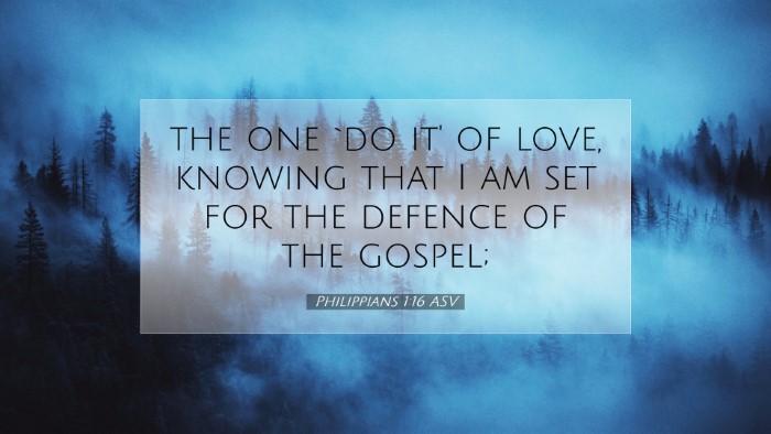 Picture 07 - Philippians 1:16 ASV Desktop Wallpaper - the one `do it' of love, knowing that I am set - Desktop Bible Verse Wallpaper