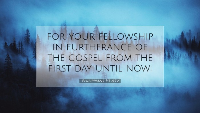 Picture 07 - Philippians 1:5 ASV Desktop Wallpaper - for your fellowship in furtherance of the gospel - Desktop Bible Verse Wallpaper