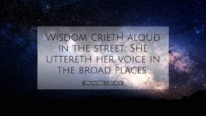 Picture 07 - Proverbs 1:20 ASV Desktop Wallpaper - Wisdom crieth aloud in the street; She uttereth - Desktop Bible Verse Wallpaper