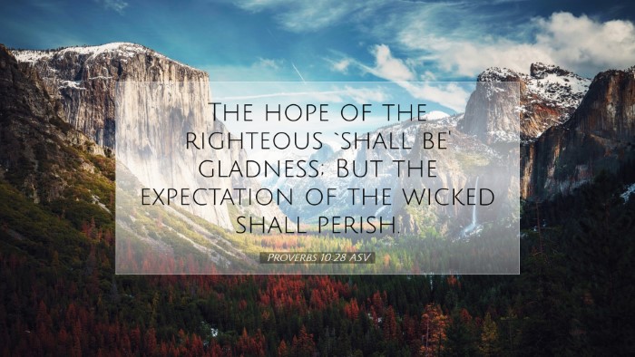 Picture 07 - Proverbs 10:28 ASV Desktop Wallpaper - The hope of the righteous `shall be' gladness; - Desktop Bible Verse Wallpaper