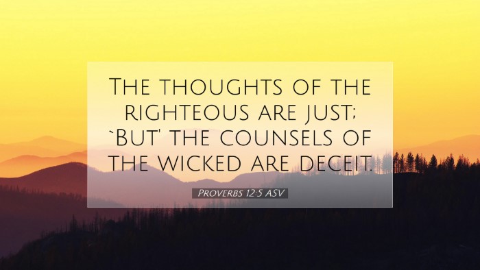 Picture 07 - Proverbs 12:5 ASV Desktop Wallpaper - The thoughts of the righteous are just; `But' the - Desktop Bible Verse Wallpaper