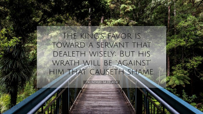 Picture 07 - Proverbs 14:35 ASV Desktop Wallpaper - The king's favor is toward a servant that dealeth - Desktop Bible Verse Wallpaper