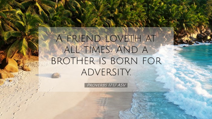 Picture 07 - Proverbs 17:17 ASV Desktop Wallpaper - A friend loveth at all times; And a brother is - Desktop Bible Verse Wallpaper