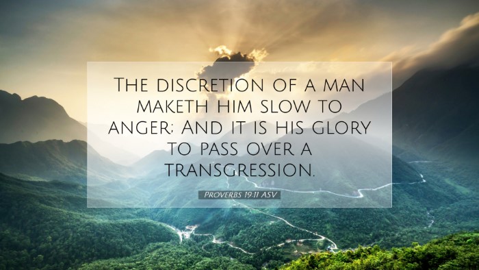 Picture 07 - Proverbs 19:11 ASV Desktop Wallpaper - The discretion of a man maketh him slow to anger; - Desktop Bible Verse Wallpaper