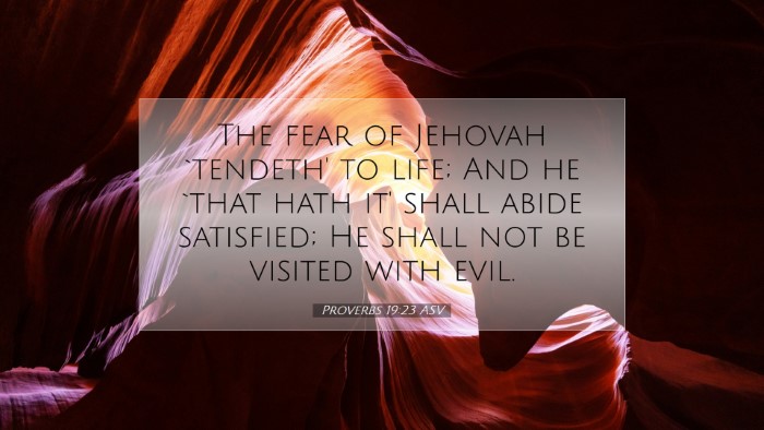 Picture 07 - Proverbs 19:23 ASV Desktop Wallpaper - The fear of Jehovah `tendeth' to life; And he - Desktop Bible Verse Wallpaper