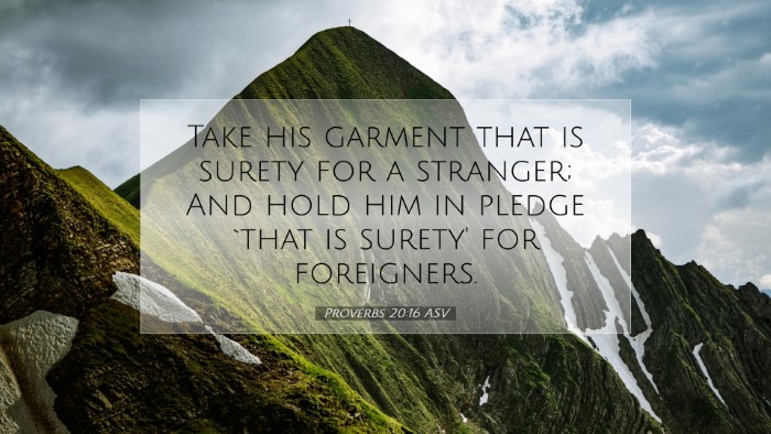 Picture 07 - Proverbs 20:16 ASV Desktop Wallpaper - Take his garment that is surety for a stranger; - Desktop Bible Verse Wallpaper