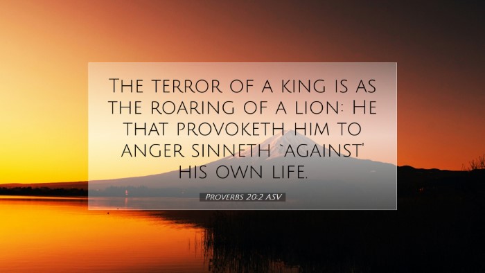 Picture 07 - Proverbs 20:2 ASV Desktop Wallpaper - The terror of a king is as the roaring of a lion: - Desktop Bible Verse Wallpaper