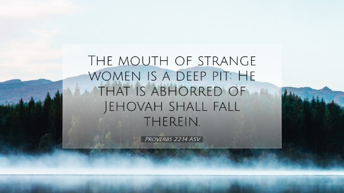Picture 07 - Proverbs 22:14 ASV Desktop Wallpaper - The mouth of strange women is a deep pit: He that - Desktop Bible Verse Wallpaper