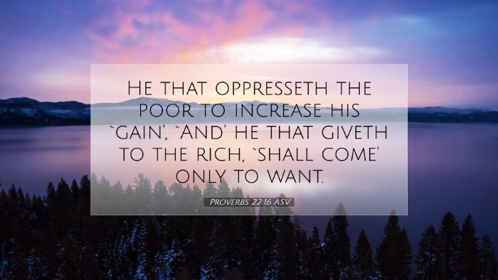 Picture 07 - Proverbs 22:16 ASV Desktop Wallpaper - He that oppresseth the poor to increase his - Desktop Bible Verse Wallpaper