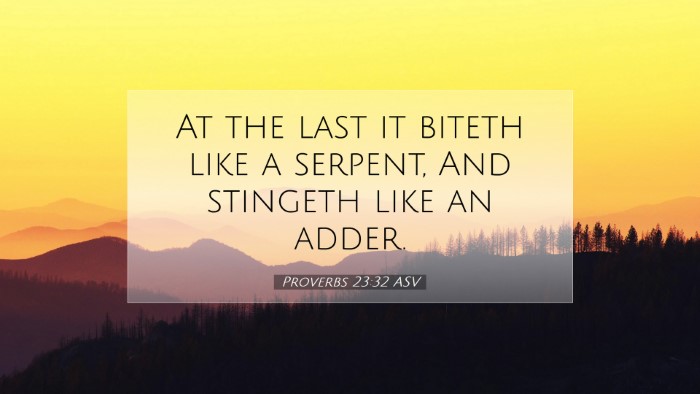 Picture 07 - Proverbs 23:32 ASV Desktop Wallpaper - At the last it biteth like a serpent, And - Desktop Bible Verse Wallpaper