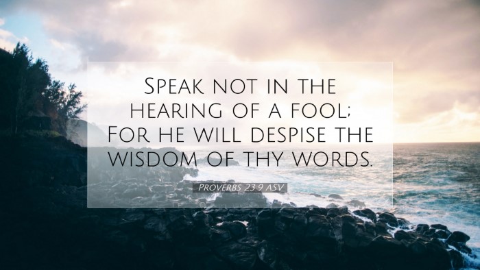 Picture 07 - Proverbs 23:9 ASV Desktop Wallpaper - Speak not in the hearing of a fool; For he will - Desktop Bible Verse Wallpaper