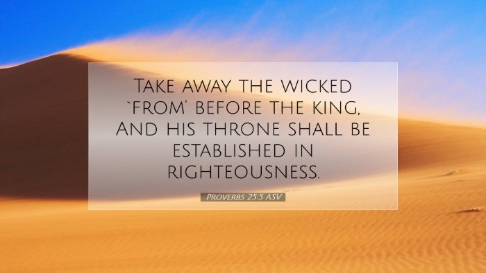 Picture 07 - Proverbs 25:5 ASV Desktop Wallpaper - Take away the wicked `from' before the king, And - Desktop Bible Verse Wallpaper