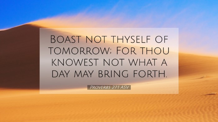 Picture 07 - Proverbs 27:1 ASV Desktop Wallpaper - Boast not thyself of tomorrow; For thou knowest - Desktop Bible Verse Wallpaper