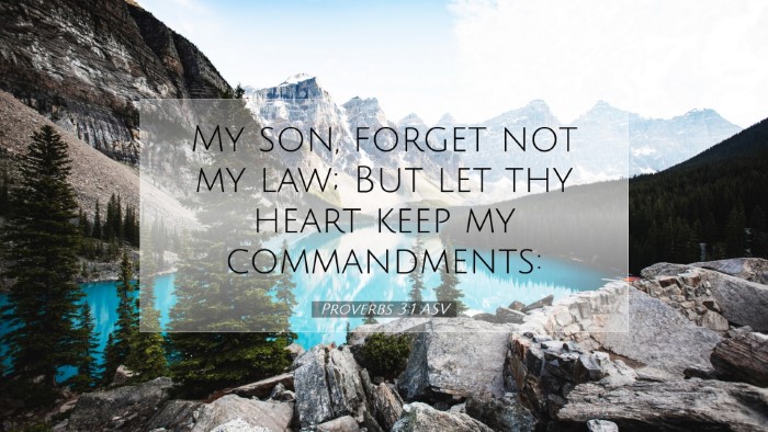 Picture 07 - Proverbs 3:1 ASV Desktop Wallpaper - My son, forget not my law; But let thy heart keep - Desktop Bible Verse Wallpaper