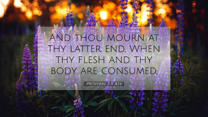 Picture 07 - Proverbs 5:11 ASV Desktop Wallpaper - And thou mourn at thy latter end, When thy flesh - Desktop Bible Verse Wallpaper