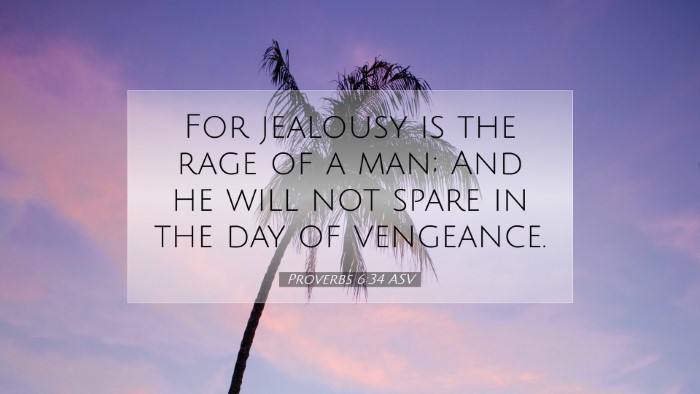 Picture 07 - Proverbs 6:34 ASV Desktop Wallpaper - For jealousy is the rage of a man; And he will - Desktop Bible Verse Wallpaper