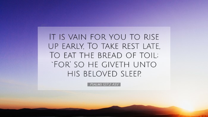 Picture 07 - Psalms 127:2 ASV Desktop Wallpaper - It is vain for you to rise up early, To take rest - Desktop Bible Verse Wallpaper