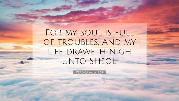 Picture 07 - Psalms 88:3 ASV Desktop Wallpaper - For my soul is full of troubles, And my life - Desktop Bible Verse Wallpaper