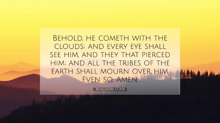 Picture 07 - Revelation 1:7 ASV Desktop Wallpaper - Behold, he cometh with the clouds; and every eye - Desktop Bible Verse Wallpaper