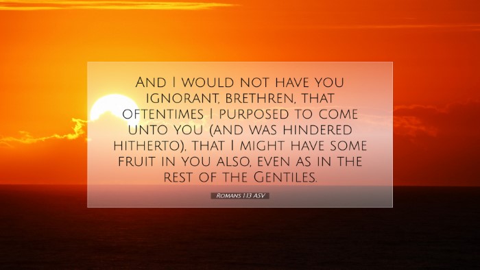 Picture 07 - Romans 1:13 ASV Desktop Wallpaper - And I would not have you ignorant, brethren, that - Desktop Bible Verse Wallpaper