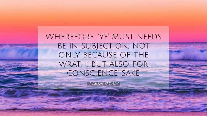 Picture 07 - Romans 13:5 ASV Desktop Wallpaper - Wherefore `ye' must needs be in subjection, not - Desktop Bible Verse Wallpaper