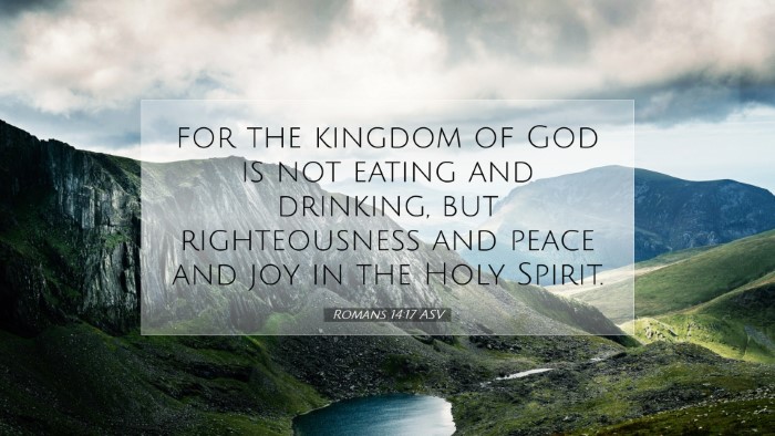 Picture 07 - Romans 14:17 ASV Desktop Wallpaper - for the kingdom of God is not eating and - Desktop Bible Verse Wallpaper