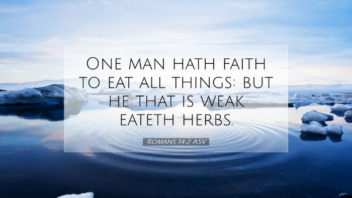 Picture 07 - Romans 14:2 ASV Desktop Wallpaper - One man hath faith to eat all things: but he that - Desktop Bible Verse Wallpaper