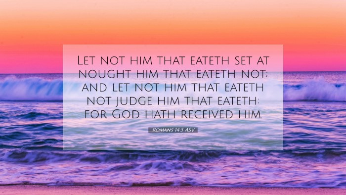 Picture 07 - Romans 14:3 ASV Desktop Wallpaper - Let not him that eateth set at nought him that - Desktop Bible Verse Wallpaper