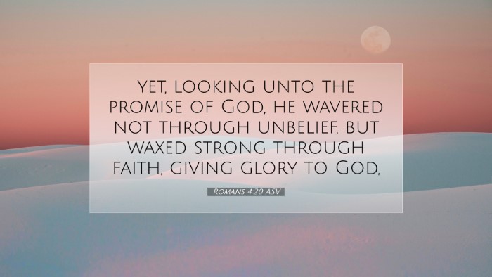 Picture 07 - Romans 4:20 ASV Desktop Wallpaper - yet, looking unto the promise of God, he wavered - Desktop Bible Verse Wallpaper