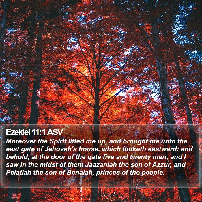 Ezekiel 11:1 ASV - Moreover the Spirit lifted me up, and brought me - Bible Verse Picture