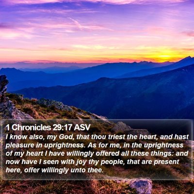 1 Chronicles 29:17 ASV Bible Verse Image