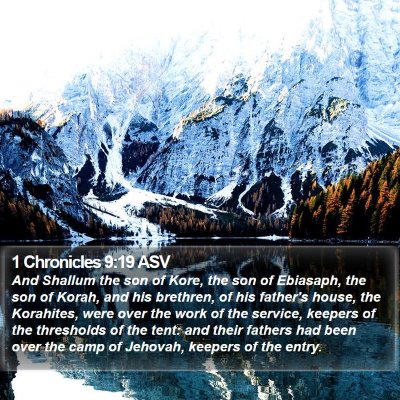 1 Chronicles 9:19 ASV Bible Verse Image