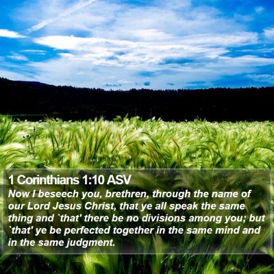 1 Corinthians 1:10 ASV Bible Verse Image