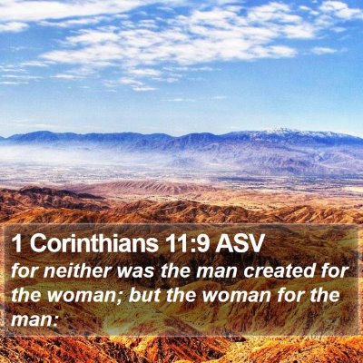 1 Corinthians 11:9 ASV Bible Verse Image
