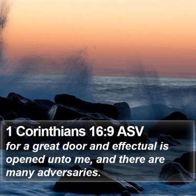 1 Corinthians 16:9 ASV Bible Verse Image