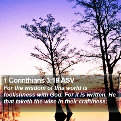1 Corinthians 3:19 ASV Bible Verse Image