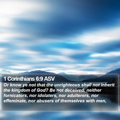 1 Corinthians 6:9 ASV Bible Verse Image