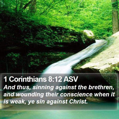 1 Corinthians 8:12 ASV Bible Verse Image