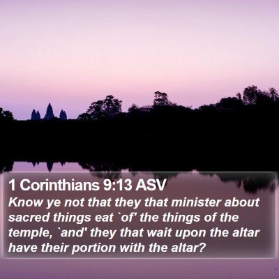 1 Corinthians 9:13 ASV Bible Verse Image